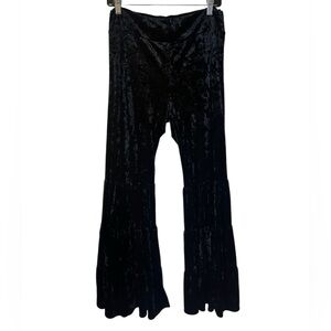 Young At Heart Black Velvet Flare Wide Leg Pants Size Medium